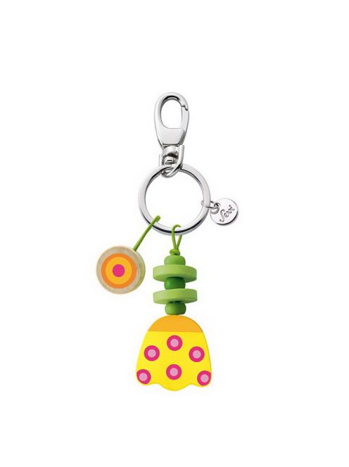 Ключодържател Sevi, С дървени висулка и Лале, 3.50х3 cm, Жълт