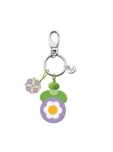   Ключодържател Sevi, С дървени висулка и Цвете Маргаритка, 3.50х3 cm, Лилав