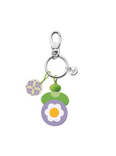 Ключодържател Sevi, С дървени висулка и Цвете Маргаритка, 3.50х3 cm, Лилав