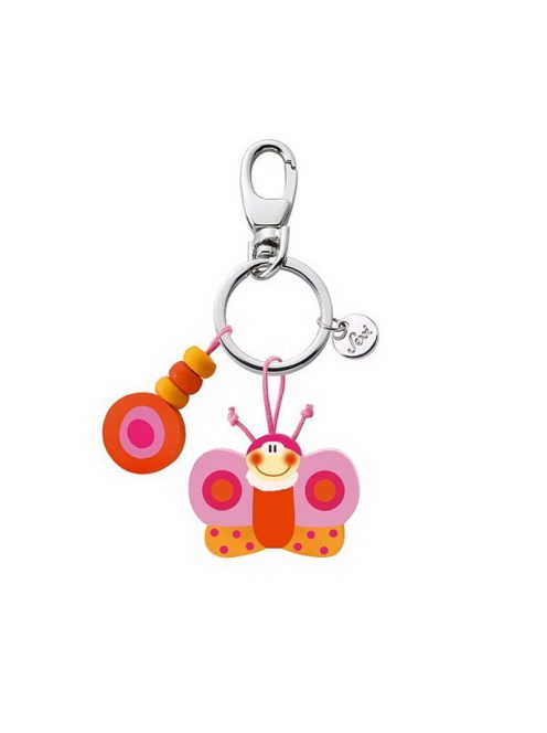 Ключодържател Sevi, С дървени висулка и Пеперуда, 3.50х3 cm, Розов