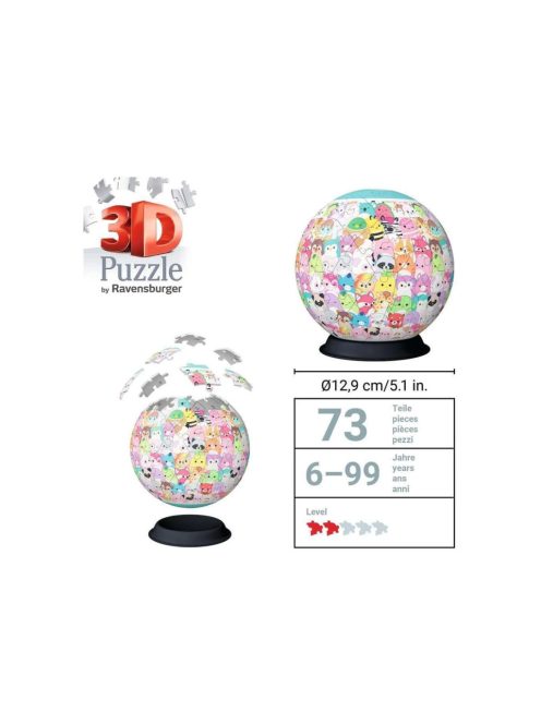  ПЪЗЕЛ 3D за деца топка (72ч) Топка Squishmallows,  Ravensburger Puzzle, 13 x 13 cm, 11583