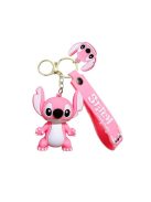 Ключoдържател със силиконова фигурка Стич, Stitch in pink, 6.50 х 5.50 см, Розов
