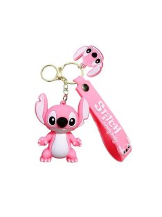   Ключoдържател със силиконова фигурка Стич, Stitch in pink, 6.50 х 5.50 см, Розов