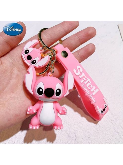 Ключoдържател със силиконова фигурка Стич, Stitch in pink, 6.50 х 5.50 см, Розов