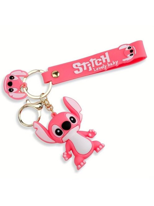 Ключoдържател със силиконова фигурка Стич, Stitch in pink, 6.50 х 5.50 см, Розов