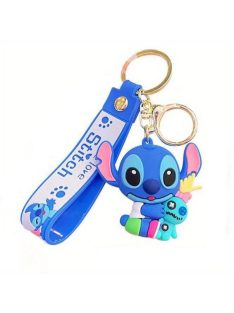   Ключoдържател със силиконова фигурка Стич, Stitch with Toy, 6.50 х 5.50 см, Син