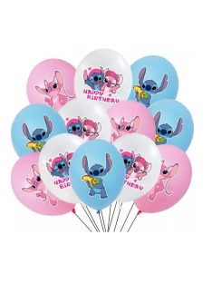   Комплект  балони (12ч) Стич, Латекс, Disney Lilo and Stitch Happy Birthday balloon set, 30 cm
