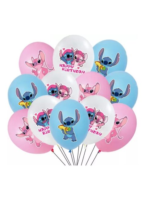 Комплект  балони (12ч) Стич, Латекс, Disney Lilo and Stitch Happy Birthday balloon set, 30 cm