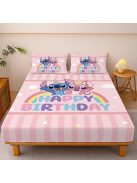 Детски чаршаф с ластик Disney Stitch Birthday, 99 x 190 cm, Височина 25 cm, Роз