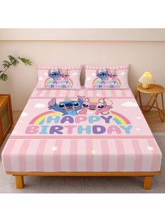   Детски чаршаф с ластик Disney Stitch Birthday, 99 x 190 cm, Височина 25 cm, Роз