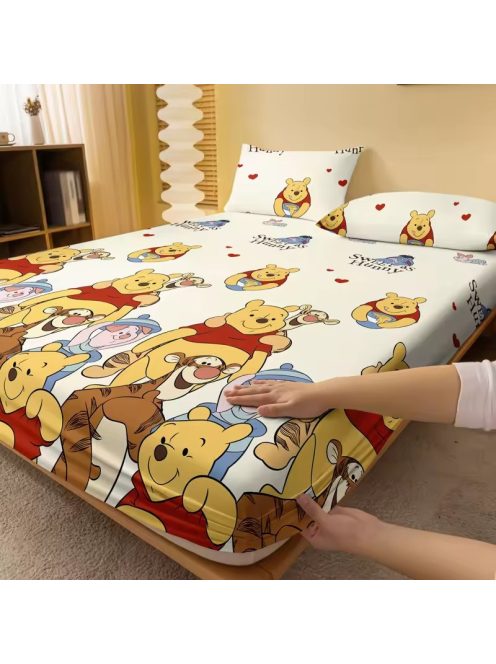 Детски чаршаф с ластик Мечо Пух, Disney Winnie the Pooh, 99 x 190 cm, Височина 25 cm, Жълт