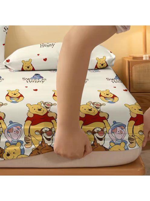 Детски чаршаф с ластик Мечо Пух, Disney Winnie the Pooh, 99 x 190 cm, Височина 25 cm, Жълт