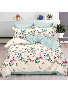   Двулицево спално бельо с ластик Пеперуди, 6 части, 13804. 200 x 230 см, Многоцветен/Беж