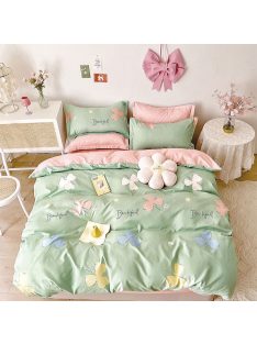   Двулицево спално бельо с ластик Цветя, 6 части, 15933. 200 x 230 см, Резида/Роз