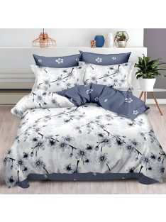   Двулицево спално бельо с ластик Цветя, 6 части, 17460. 200 x 230 см, Светлосин/син