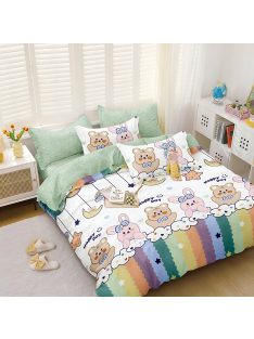   Двулицево детско спално бельо Happy Day 200 x 220 cm, 4 части, 17619, Бял/Резида