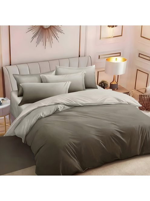 Двулицево спално бельо с ластик, 6 части, 17697. 200 x 230 см, Сив пепел
