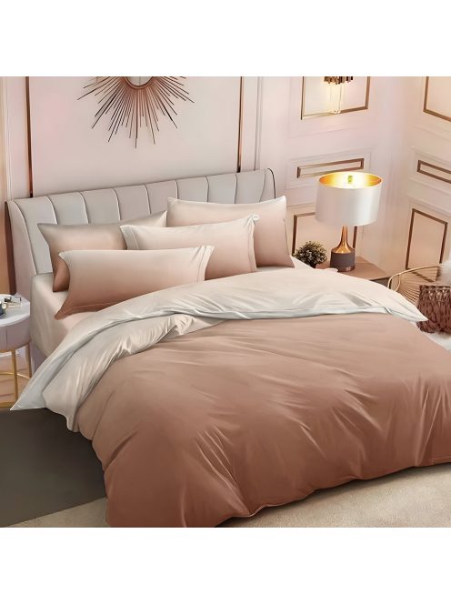 Двулицево спално бельо с ластик, 6 части, 17701. 200 x 230 см, Бежав