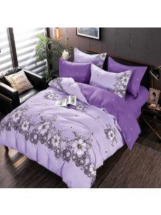   Двулицево спално бельо с ластик Цветя, 6 части, 17740. 200 x 230 см, Светлоллав/Лилав