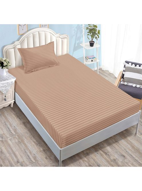 Долен чаршаф с ластик и калъфка (размер 80/90x200), 2 части , 17773, Тъмнобеж