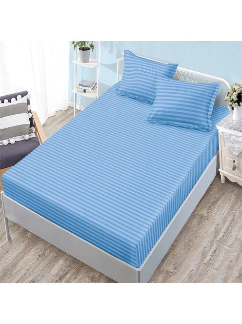 Долен чаршаф с ластик и 2 калъфки (размер 160/180x200), 3 части , 18235, Светлосин