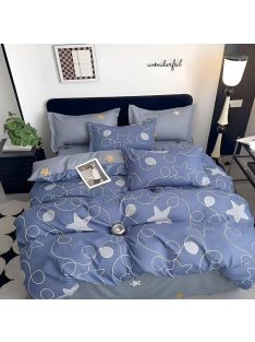   Двулицево спално бельо с ластик Stars, 6 части, 18484. 200 x 230 см, Син