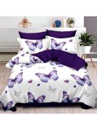 Двулицево спално бельо с ластик Пеперуди, 6 части, 18523/18536. 200 x 230 см, Бяло/Лилав