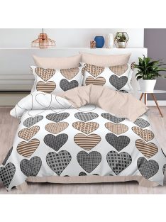   Двулицево спално бельо с ластик Сърчица, 6 части, 18526. 200 x 230 см, Бял/Беж