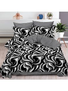   Двулицево спално бельо с ластик, 6 части, 18528. 200 x 230 см, Черно/Бяло