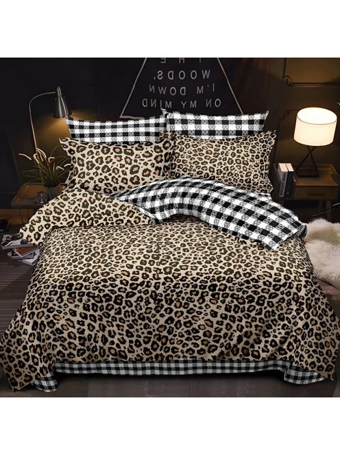 Двулицево спално бельо с ластик, 6 части, 18533. 200 x 230 см, Леопардово