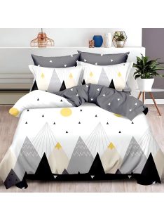   Двулицево спално бельо с ластик, 6 части, 18534. 200 x 230 см, Бяло/Тъмносив