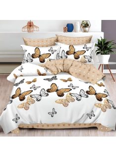   Двулицево спално бельо с ластик Пеперуди, 6 части, 18535. 200 x 230 см, Бяло/Оранж