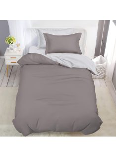   Двулицево спално бельо с ластик (размер за приста), 4 части, 160 х 200 см, Сиво/Светлосиво