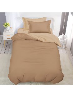   Двулицево спално бельо с ластик (размер за приста), 4 части, 160 х 200 см, Кафяво/Св.кафяво