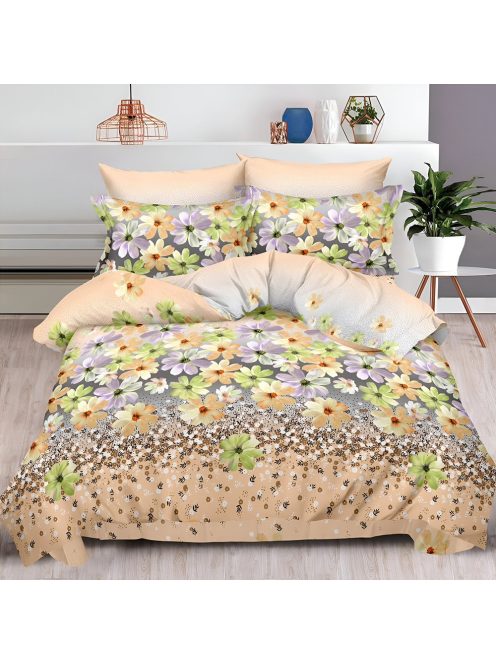 Двулицево спално бельо с ластик Цветя, 6 части, 18584. 200 x 230 см, Многоцветен