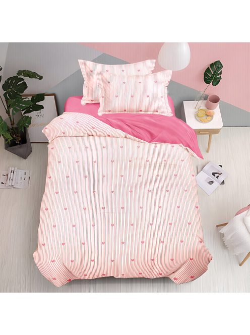 Двулицево спално бельо без ластик (размер за Приста) Linela 18679, 4 части, 155 х 200 см, Роз