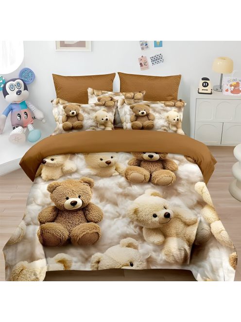 Двулицево детско спално бельо 5D, Bear-My friendS 200 x 230 cm, 6 части, 18726, Беж/Светлобежав