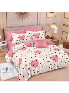   Двулицево спално бельо с ластик Сърчица, 6 части, 18526. 200 x 230 см, Беж/Роз