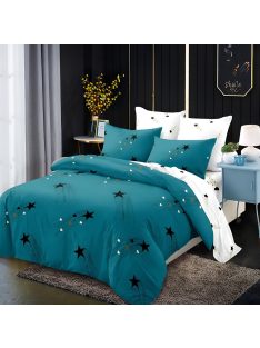   Двулицево спално бельо с ластик Stars, 6 части, 18911. 200 x 230 см, Тюркоазено син/Бял