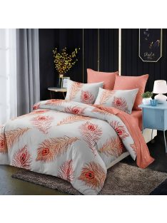   Двулицево спално бельо с ластик, 6 части, 18934. 200 x 230 см, Сив/Керемида