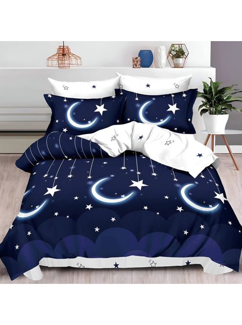 Двулицево спално бельо с ластик Stars, 6 части, 18965. 200 x 230 см, Син/Бял
