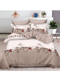  Двулицево спално бельо с ластик Цветя, 6 части, 18967. 200 x 230 см, Бежаво/Светло кафяв