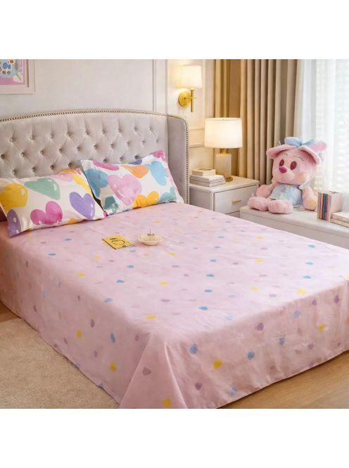 Долен чаршаф с 4 калъфки (размер 220x240), 5 части , 18980, Многоцветен/Розов