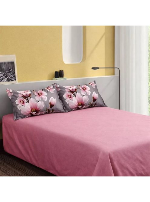 Долен чаршаф с 4 калъфки (размер 220x240), 5 части , 18985, Розов/Сив