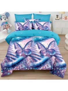   Двулицево спално бельо Пеперуди 200 x 230 cm, 6 части, 18987, Лилав/Син