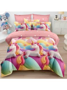   Двулицево детско спално бельо Unicorn 200 x 230 cm, 6 части, 18991, Розов