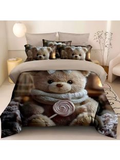   Двулицево детско спално бельо 3D, Bear-My friendS 200 x 230 cm, 6 части, 19108, Сив/Бежав