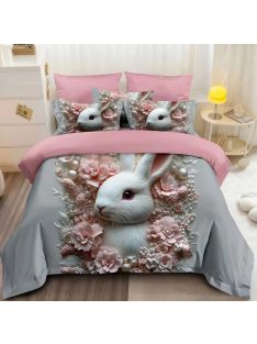   Двулицево детско спално бельо 3D, 200 x 230 cm, 6 части, 19109, Сив/Розов