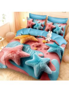   Двулицево детско спално бельо 3D, 200 x 230 cm, 6 части, 19110, Син/Розов