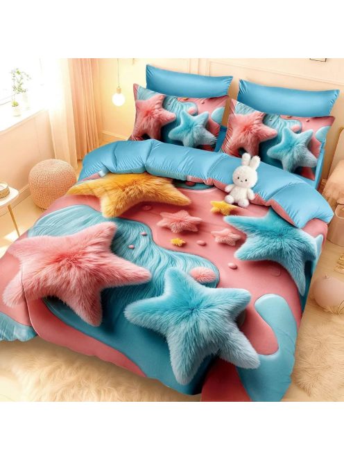 Двулицево детско спално бельо 3D, 200 x 230 cm, 6 части, 19110, Син/Розов